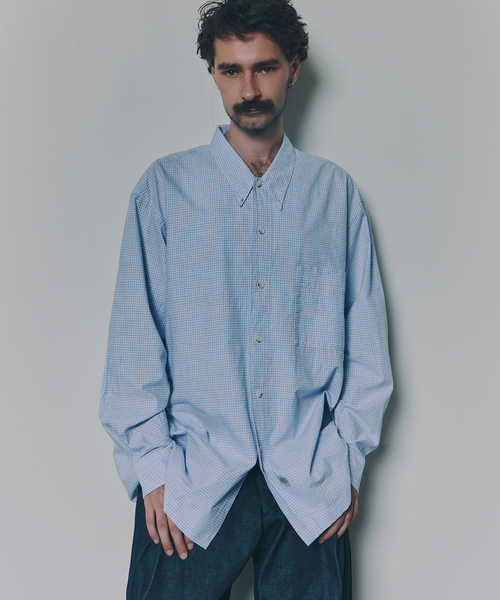 Marvine Pontiak shirt makers（マービンポンティアックシャツメーカーズ）の「Marvine Pontiak / マービンポンティアックシャツメーカーズ WISM別注 Relax B.D SH/B（シャツ/ブラウス・メンズ・ライトグレー/ライトブルー・FREE）」の12枚目の写真