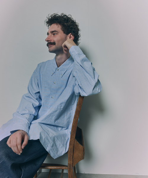 Marvine Pontiak shirt makers（マービンポンティアックシャツメーカーズ）の「Marvine Pontiak / マービンポンティアックシャツメーカーズ WISM別注 Relax B.D SH/B（シャツ/ブラウス・メンズ・ライトグレー/ライトブルー・FREE）」の14枚目の写真