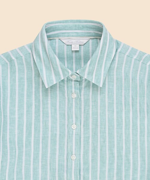 BROOKS BROTHERS(ブルックスブラザーズ)の「リネン ストライプ リラックスフィット フレンチスリーブ シャツ(シャツ/ブラウス・レディース・アクア・LARGE/MEDIUM/SMALL/X-SMALL)」の2枚目の写真