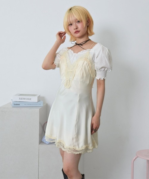 merrylatte(メリーラテ)の「ミニ丈キャミネグリジェ【TUNE】(ワンピース・レディース・ホワイト・FREE)」の15枚目の写真