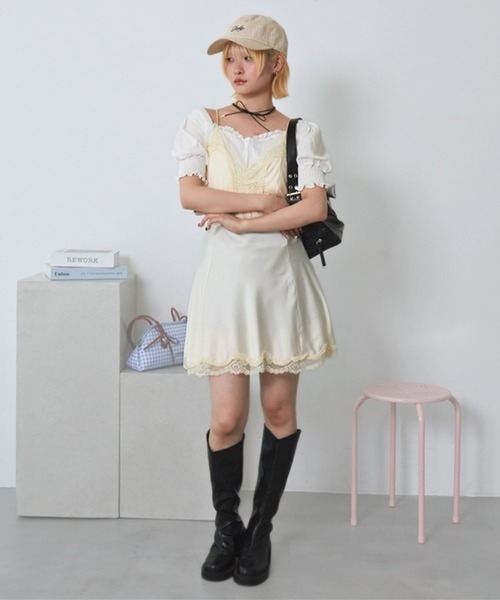 merrylatte(メリーラテ)の「ミニ丈キャミネグリジェ【TUNE】(ワンピース・レディース・ホワイト・FREE)」の16枚目の写真