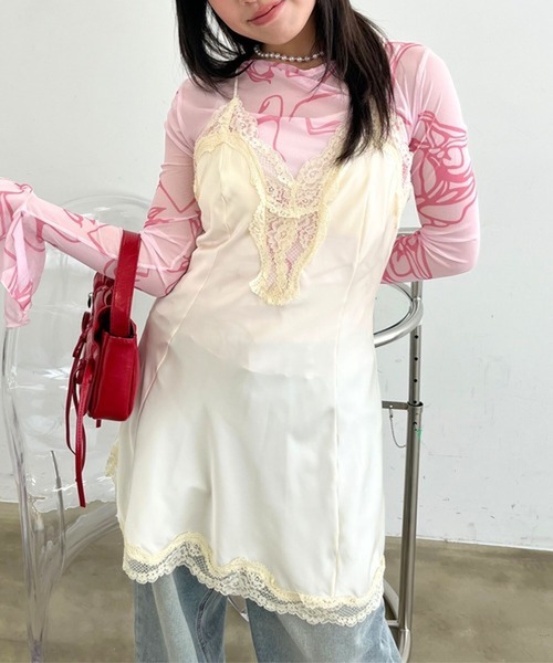 merrylatte(メリーラテ)の「ミニ丈キャミネグリジェ【TUNE】(ワンピース・レディース・ホワイト・FREE)」の7枚目の写真