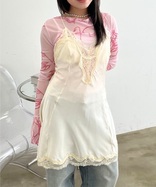 merrylatte(メリーラテ)の「ミニ丈キャミネグリジェ【TUNE】(ワンピース・レディース・ホワイト・FREE)」の8枚目の写真