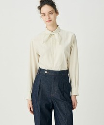 スカーフ付きクラシカルボザムシャツ(WOMEN)