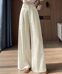 AMAJI（アマジ）の「カットワークレース 刺繍 ハイウエスト ワイドパンツ（その他パンツ）」