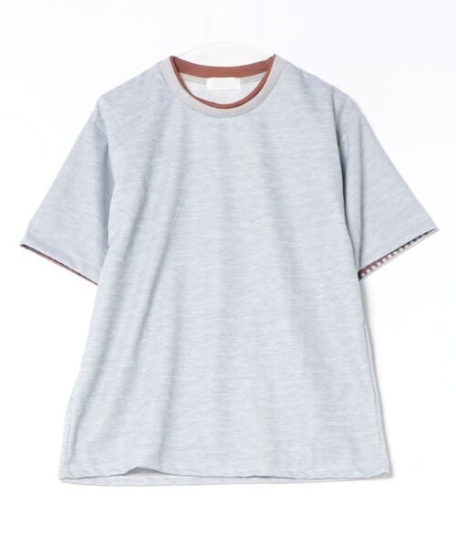 Ritzy(リッツィー)の「2 色展開のオーバーサイズ 袖口チェック T シャツ(Tシャツ/カットソー・メンズ・ブラック/グレー・L/XL/M)」の14枚目の写真