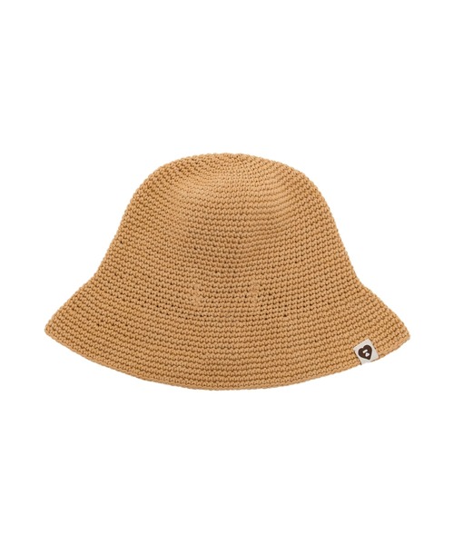 A BATHING APE(アベイシングエイプ)の「HEART BADGE CROCHETED HAT(ハット・レディース・ベージュ・FREE)」の2枚目の写真