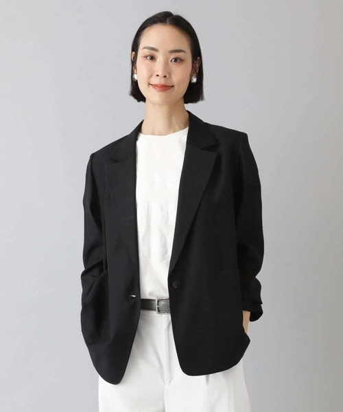 MICHEL KLEIN(ミッシェル・クラン)の「リラクシーテーラードジャケット(その他アウター・レディース・ライトブラウン/ブラック/ライトグレー・40/38)」の2枚目の写真