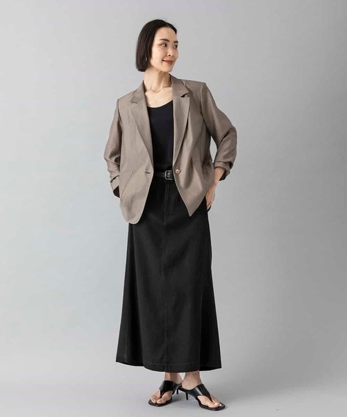 MICHEL KLEIN(ミッシェル・クラン)の「リラクシーテーラードジャケット(その他アウター・レディース・ライトブラウン/ブラック/ライトグレー・40/38)」の4枚目の写真