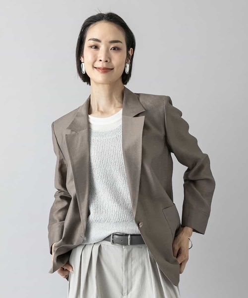 MICHEL KLEIN(ミッシェル・クラン)の「リラクシーテーラードジャケット(その他アウター・レディース・ライトブラウン/ブラック/ライトグレー・40/38)」の7枚目の写真