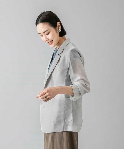 MICHEL KLEIN(ミッシェル・クラン)の「リラクシーテーラードジャケット(その他アウター・レディース・ライトブラウン/ブラック/ライトグレー・40/38)」の11枚目の写真