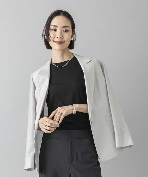 MICHEL KLEIN(ミッシェル・クラン)の「リラクシーテーラードジャケット(その他アウター・レディース・ライトブラウン/ブラック/ライトグレー・40/38)」の16枚目の写真