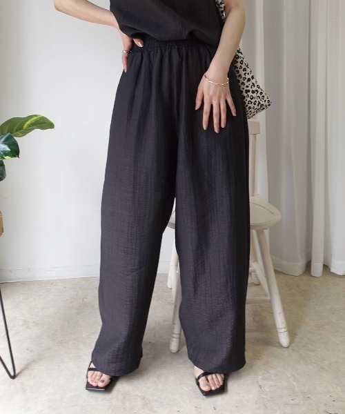 CORNERS（コーナーズ）の「接触冷感シアーリネンタッチパンツ【セットアップ可能】（スラックス・レディース・ブラウン/カーキ/ブラック/ベージュ・M）」の5枚目の写真