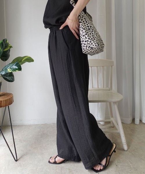 CORNERS（コーナーズ）の「接触冷感シアーリネンタッチパンツ【セットアップ可能】（スラックス・レディース・ブラウン/カーキ/ブラック/ベージュ・M）」の6枚目の写真
