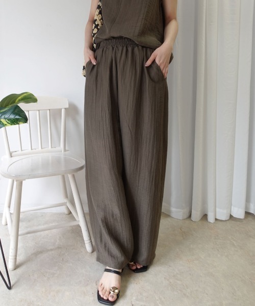 CORNERS（コーナーズ）の「接触冷感シアーリネンタッチパンツ【セットアップ可能】（スラックス・レディース・ブラウン/カーキ/ブラック/ベージュ・M）」の12枚目の写真