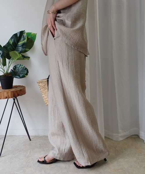 CORNERS（コーナーズ）の「接触冷感シアーリネンタッチパンツ【セットアップ可能】（スラックス・レディース・ブラウン/カーキ/ブラック/ベージュ・M）」の14枚目の写真