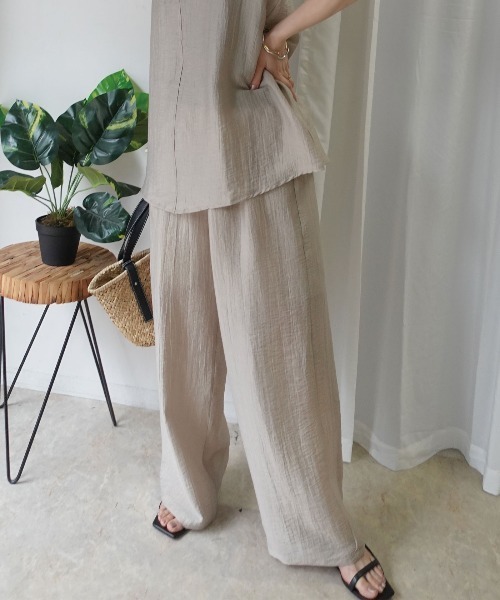 CORNERS（コーナーズ）の「接触冷感シアーリネンタッチパンツ【セットアップ可能】（スラックス・レディース・ブラウン/カーキ/ブラック/ベージュ・M）」の15枚目の写真