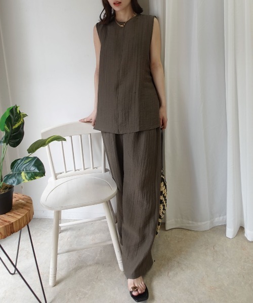 CORNERS（コーナーズ）の「接触冷感シアーリネンタッチパンツ【セットアップ可能】（スラックス・レディース・ブラウン/カーキ/ブラック/ベージュ・M）」の18枚目の写真
