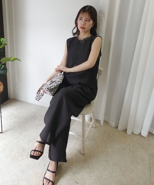 CORNERS（コーナーズ）の「接触冷感シアーリネンタッチパンツ【セットアップ可能】（スラックス・レディース・ブラウン/カーキ/ブラック/ベージュ・M）」の22枚目の写真