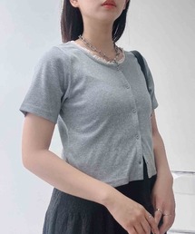 AS KNOW AS plus | 〇ピコレース クルーネック半袖カーディガン(カーディガン/ボレロ)