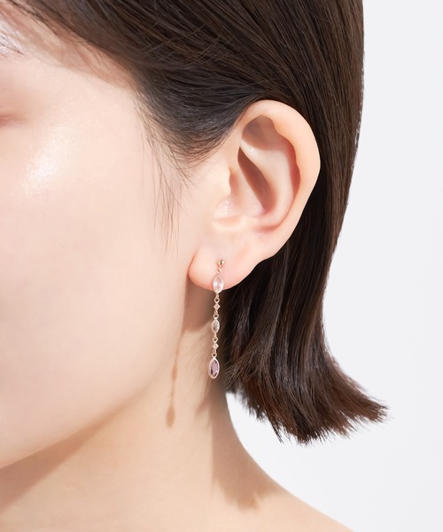 festaria bijou SOPHIA(フェスタリアビジュソフィア)の「K10PG アメシスト・ローズクォーツ ピアス(ピアス(両耳用)・レディース・ピンクゴールド・ONE SIZE)」の1枚目の写真