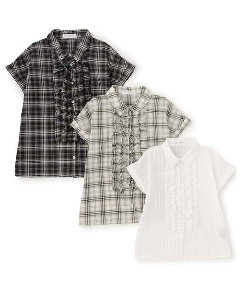 pom ponette junior(ポンポネットジュニア)の「ラッフルブラウス(シャツ/ブラウス・キッズ・ブラック/オフホワイト/ライトベージュ・M:150cm/S:140cm/L:160cm/LL(165cm))」の10枚目の写真