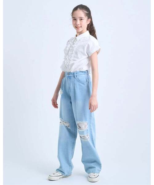 pom ponette junior(ポンポネットジュニア)の「ラッフルブラウス(シャツ/ブラウス・キッズ・ブラック/オフホワイト/ライトベージュ・M:150cm/S:140cm/L:160cm/LL(165cm))」の18枚目の写真