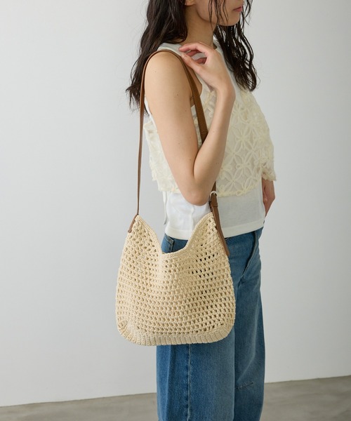 AIONE(アイオネ)の「メッシュサマーショルダーバッグ(ショルダーバッグ・レディース・ブラック/ブルー/ダークベージュ/アイボリー/オフホワイト・FREE)」の14枚目の写真