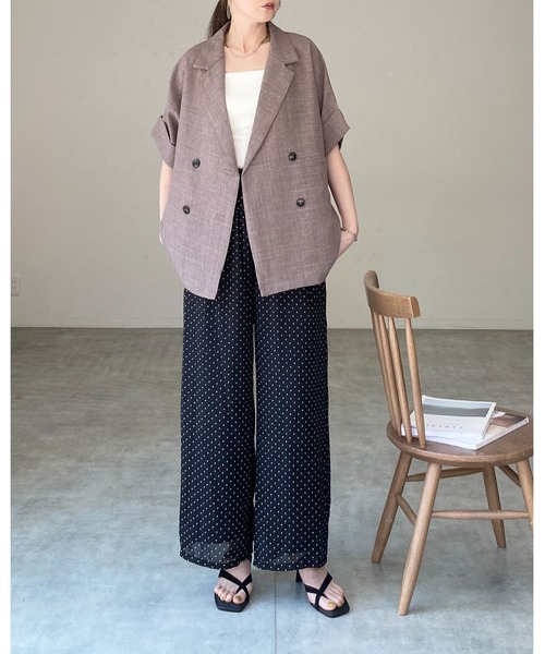 She's Closet(シーズクローゼット)の「リネンライク オーバーサイズ 半袖 ダブル テーラードジャケット(テーラードジャケット・レディース・アイボリー/モカ/ベージュ/ブラック・FREE)」の13枚目の写真