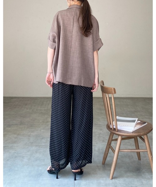 She's Closet(シーズクローゼット)の「リネンライク オーバーサイズ 半袖 ダブル テーラードジャケット(テーラードジャケット・レディース・アイボリー/モカ/ベージュ/ブラック・FREE)」の12枚目の写真