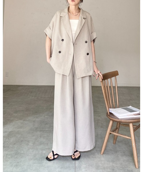 She's Closet(シーズクローゼット)の「リネンライク オーバーサイズ 半袖 ダブル テーラードジャケット(テーラードジャケット・レディース・アイボリー/モカ/ベージュ/ブラック・FREE)」の10枚目の写真