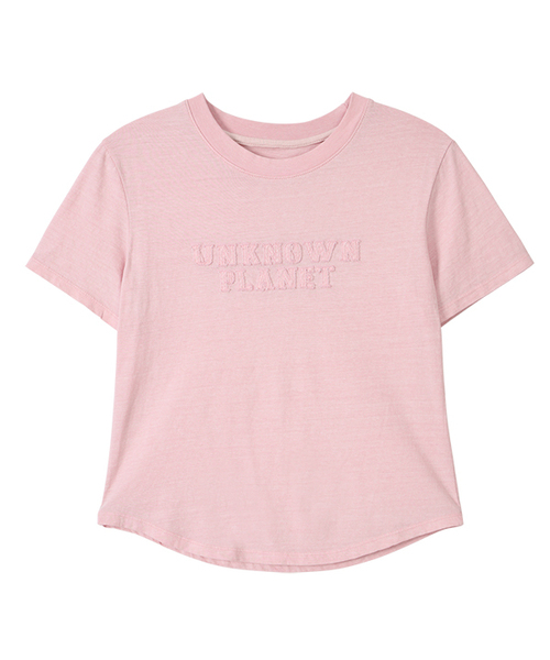 UNKNOWN PLANET(アンノウンプラネット)の「アーカイブウォッシュドエンブレムクロップTシャツ4カラー(Tシャツ/カットソー・レディース・オリーブ/ライトピンク/レッド/チャコール・MEDIUM/SMALL)」の3枚目の写真