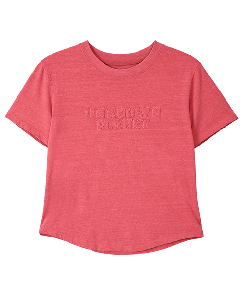 UNKNOWN PLANET(アンノウンプラネット)の「アーカイブウォッシュドエンブレムクロップTシャツ4カラー(Tシャツ/カットソー・レディース・オリーブ/ライトピンク/レッド/チャコール・MEDIUM/SMALL)」の4枚目の写真