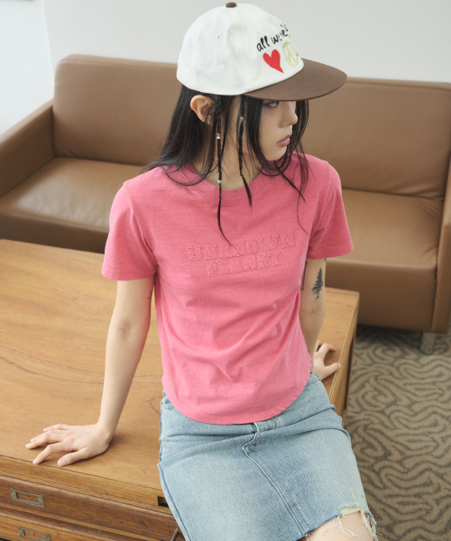 UNKNOWN PLANET(アンノウンプラネット)の「アーカイブウォッシュドエンブレムクロップTシャツ4カラー(Tシャツ/カットソー・レディース・オリーブ/ライトピンク/レッド/チャコール・MEDIUM/SMALL)」の17枚目の写真