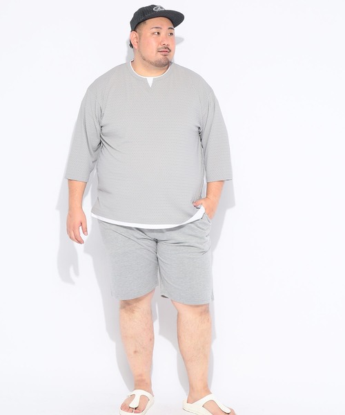 B&T CLUB（ビーティークラブ）の「ショートパンツ ハーフパンツ 短パン メンズ 大きいサイズ ミニ裏毛 無地 ショーツ スウェット 夏 アウトドア レジャー B＆T CLUB ビーアンドティークラブ（スウェットパンツ・メンズ・グレー/ダークグレー/ブラック・X1(3L～4L)/X3(6L～7L)/X2(4L～5L)/X4(8L～9L)）」の10枚目の写真
