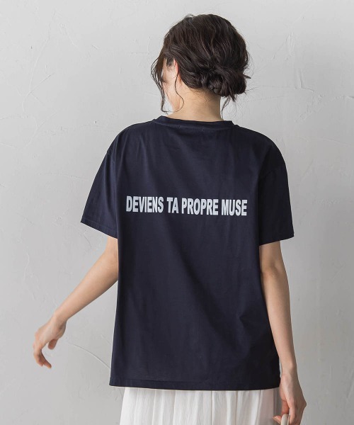 Droite lautreamont（ドロワットロートレアモン）の「フロッキーロゴTシャツ（Tシャツ/カットソー・レディース・チャコールグレー/ネイビー・M）」の2枚目の写真