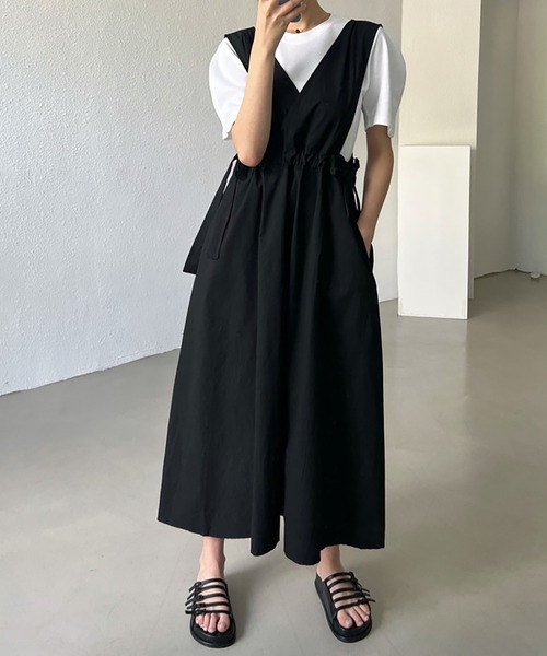 Girly Doll(ガーリードール)の「サイドリボンVネックワンピース(ワンピース・レディース・カーキ/ブラック/ベージュ・F)」の10枚目の写真