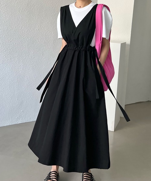 Girly Doll(ガーリードール)の「サイドリボンVネックワンピース(ワンピース・レディース・カーキ/ブラック/ベージュ・F)」の12枚目の写真
