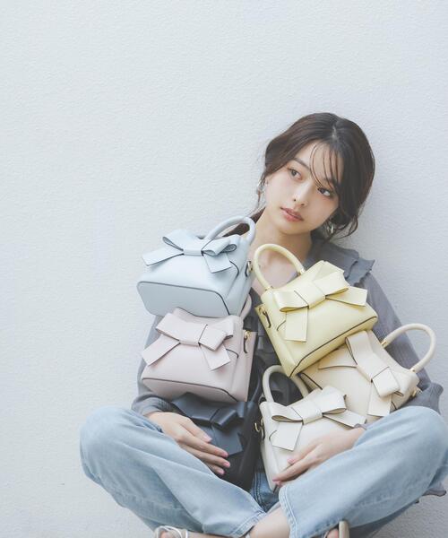 PROPORTION BODY DRESSING(プロポーションボディドレッシング)の「【追加生産】フロントリボンバックミニ / 1216281600(ショルダーバッグ・レディース・ピンク/ホワイト・フリ-)」の1枚目の写真