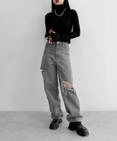 tanakadaisuke/タナカダイスケ】chain damaged denim pants/チェーン