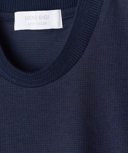 MEN'S BIGI(メンズビギ)の「東レPrimeflex 麻調ドットメッシュ クルーネックTシャツ<吸水速乾/通気性>(Tシャツ/カットソー・メンズ・ネイビー/グレー/ブルー・01/02/03/04)」の18枚目の写真