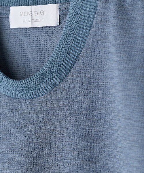 MEN'S BIGI(メンズビギ)の「東レPrimeflex 麻調ドットメッシュ クルーネックTシャツ<吸水速乾/通気性>(Tシャツ/カットソー・メンズ・ネイビー/グレー/ブルー・01/02/03/04)」の20枚目の写真
