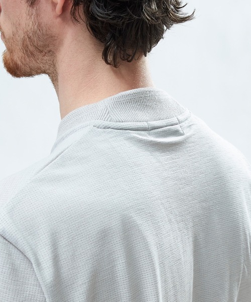 MEN'S BIGI(メンズビギ)の「東レPrimeflex 麻調ドットメッシュ クルーネックTシャツ<吸水速乾/通気性>(Tシャツ/カットソー・メンズ・ネイビー/グレー/ブルー・01/02/03/04)」の7枚目の写真