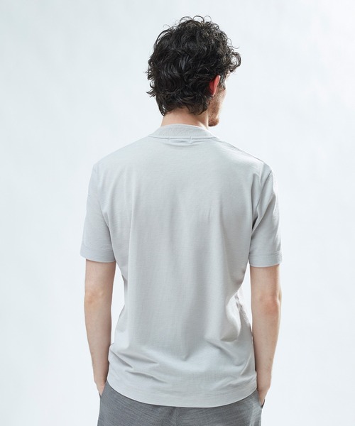 MEN'S BIGI(メンズビギ)の「東レPrimeflex 麻調ドットメッシュ クルーネックTシャツ<吸水速乾/通気性>(Tシャツ/カットソー・メンズ・ネイビー/グレー/ブルー・01/02/03/04)」の5枚目の写真