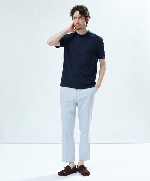 MEN'S BIGI(メンズビギ)の「東レPrimeflex 麻調ドットメッシュ クルーネックTシャツ<吸水速乾/通気性>(Tシャツ/カットソー・メンズ・ネイビー/グレー/ブルー・01/02/03/04)」の13枚目の写真