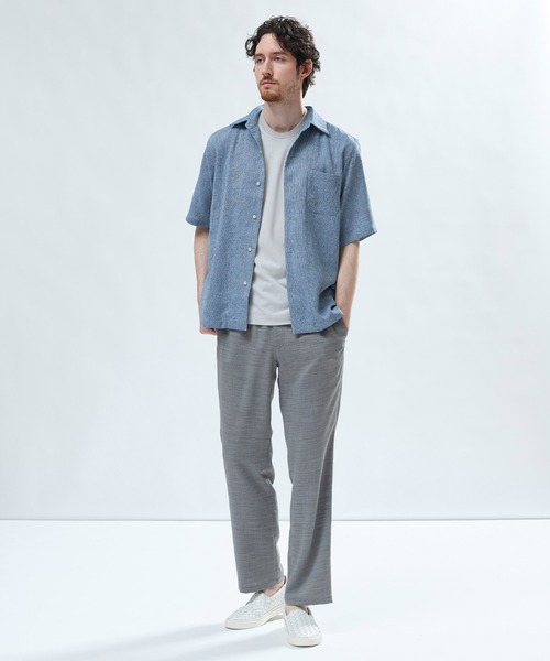 MEN'S BIGI(メンズビギ)の「東レPrimeflex 麻調ドットメッシュ クルーネックTシャツ<吸水速乾/通気性>(Tシャツ/カットソー・メンズ・ネイビー/グレー/ブルー・01/02/03/04)」の10枚目の写真