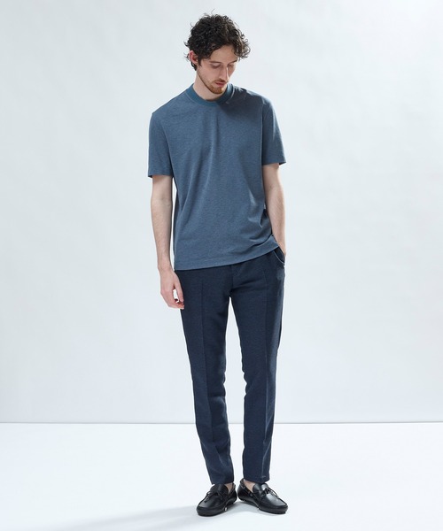 MEN'S BIGI(メンズビギ)の「東レPrimeflex 麻調ドットメッシュ クルーネックTシャツ<吸水速乾/通気性>(Tシャツ/カットソー・メンズ・ネイビー/グレー/ブルー・01/02/03/04)」の11枚目の写真