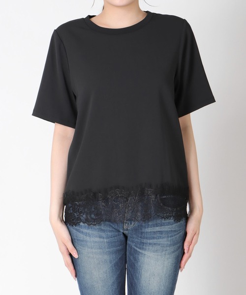 Jines(ジネス)の「ヘムレースTブラウス(Tシャツ/カットソー・レディース・ホワイト/ブラウン/ブラック・38)」の13枚目の写真