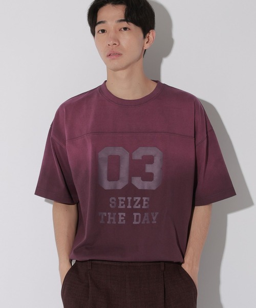 LAKOLE(ラコレ)の「フットボール加工T / 669289(Tシャツ/カットソー・メンズ・ブラック/グレー/パープル・MEDIUM/LARGE)」の1枚目の写真