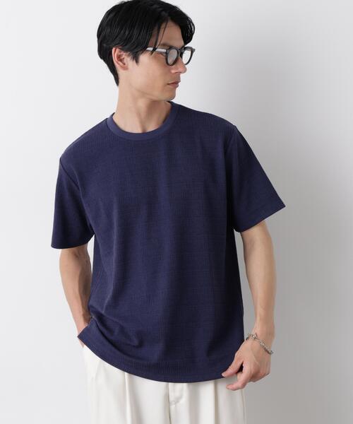 NANO universe(ナノユニバース)の「ストレッチジャガードTシャツ 半袖(Tシャツ/カットソー・メンズ・グレー/ホワイト/ネイビー・S/M/L)」の1枚目の写真